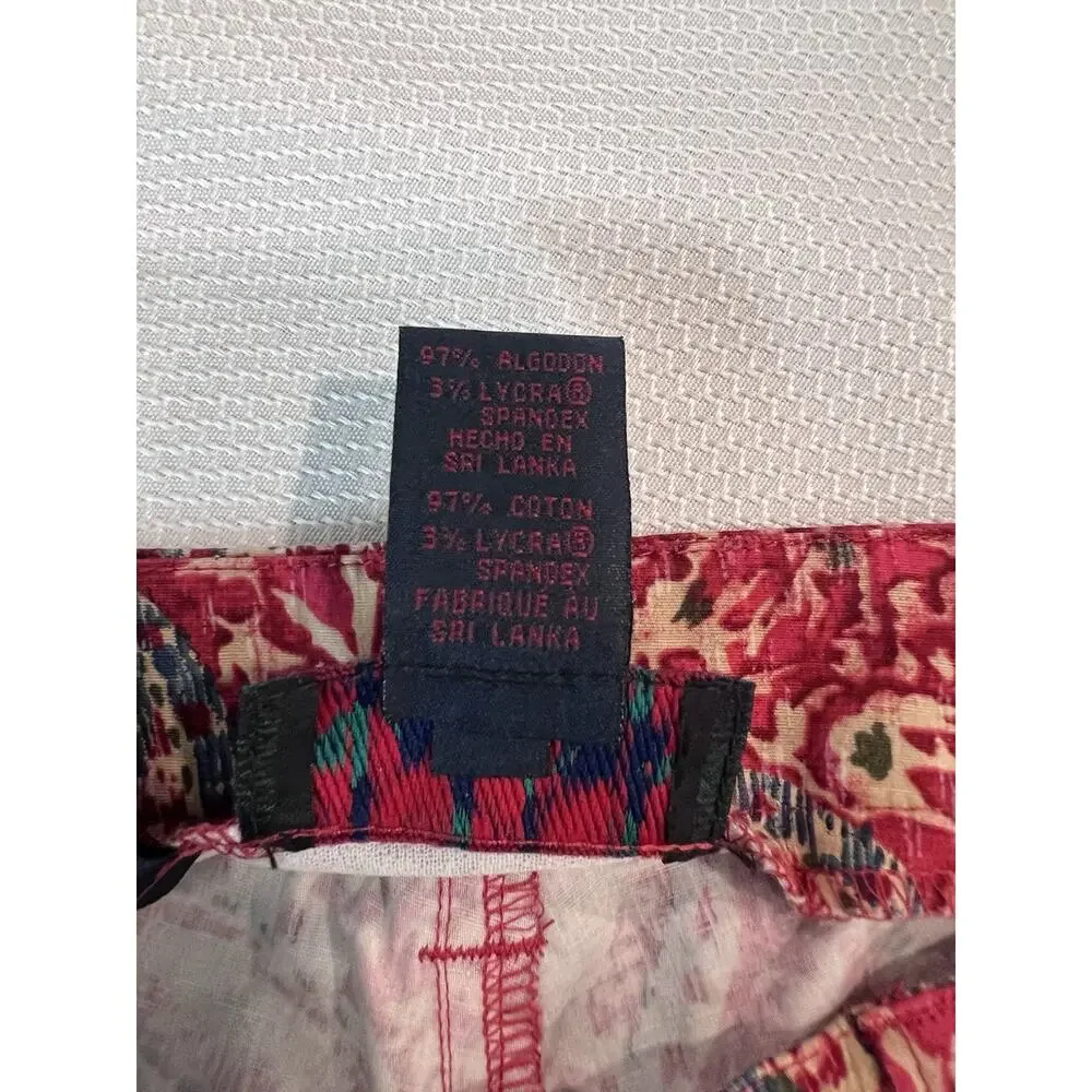 RALPH-Ralph Lauren-Ankle Pant (12) RED LABEL- Paisley-VTG-Preppy-Stretchy-EUC